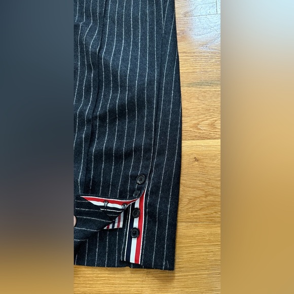 $1700 Thom Browne Backstrap Chalk Stripe Pants Gray Super 120’s Flannel Cropped - Picture 8 of 8